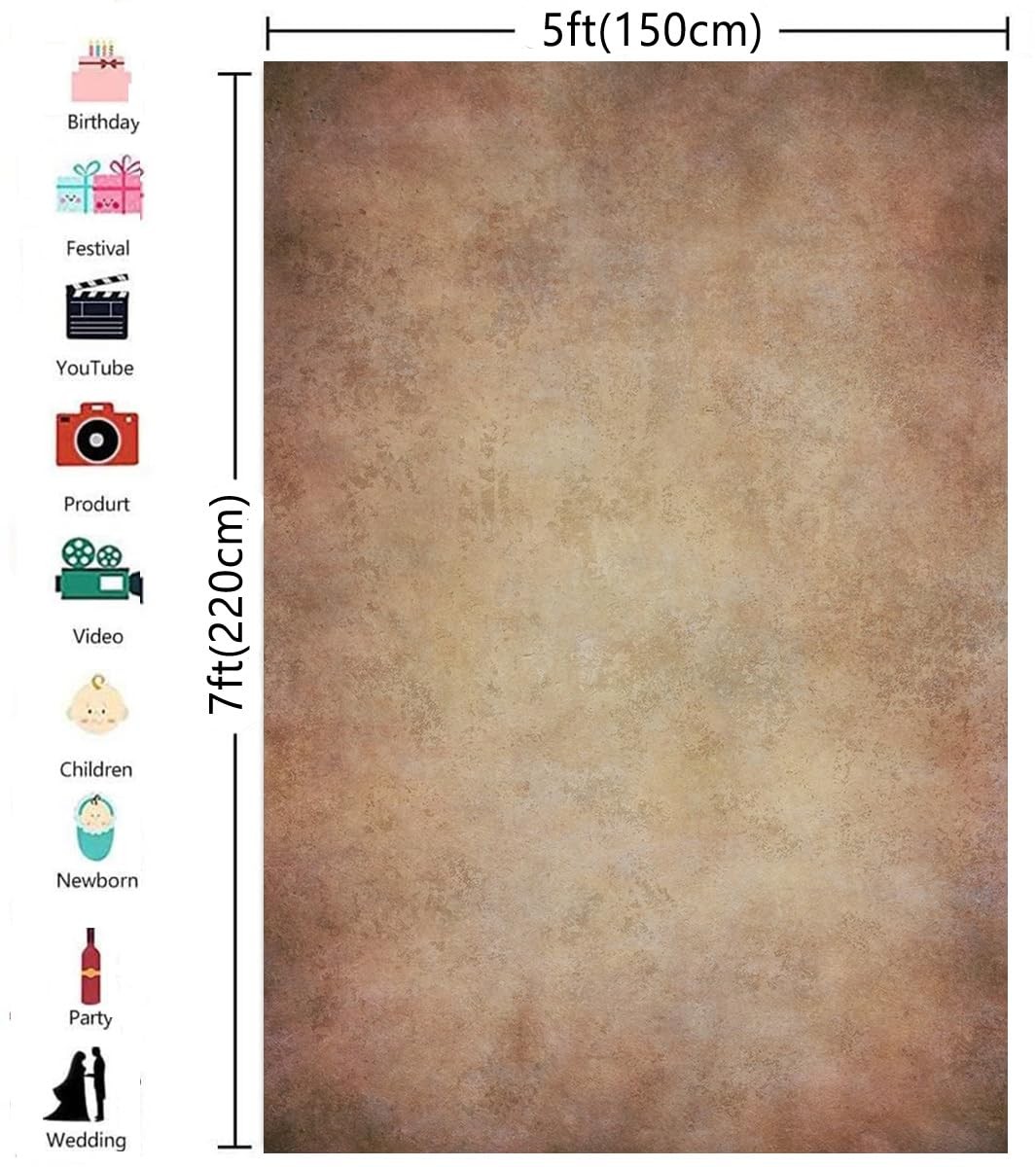 Brown Rust Abstract Photography Backdrop Mottled Background 5×7 FT