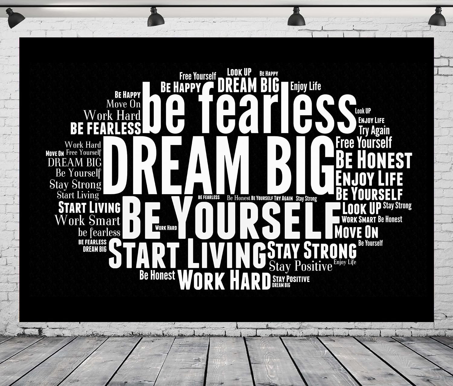 DULUDA 7×5 FT Inspirational Backdrop Positive Words Sayings FT, Black