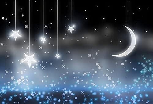 10x8ft Pendant Shiny Moon Stars Photography Background Vinyl Night Twinkle Star