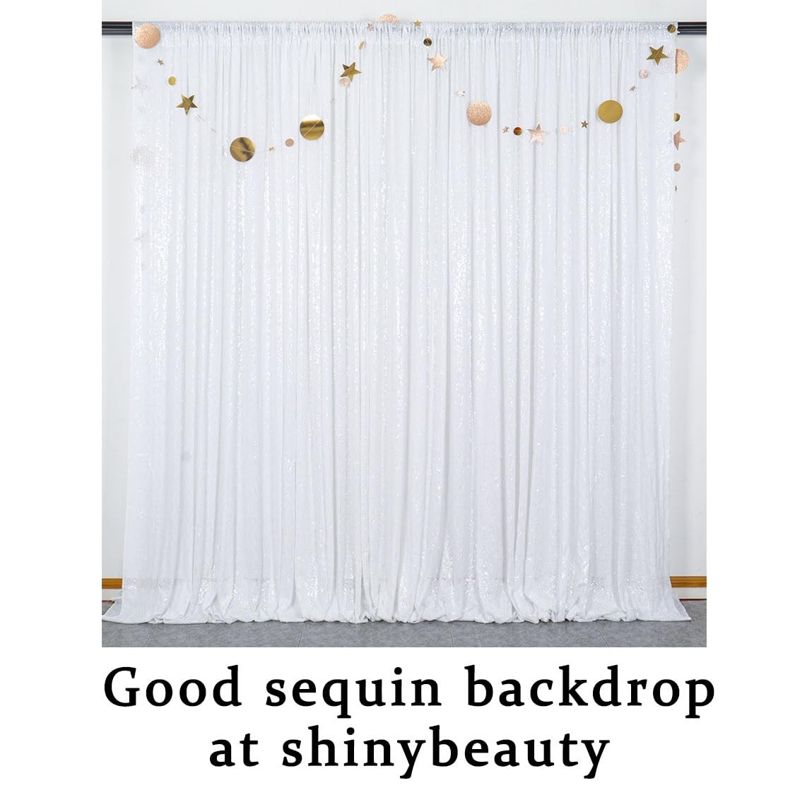 8x8ft White Sequin Backdrop Glitter Curtains Photo Background Wedding Prom