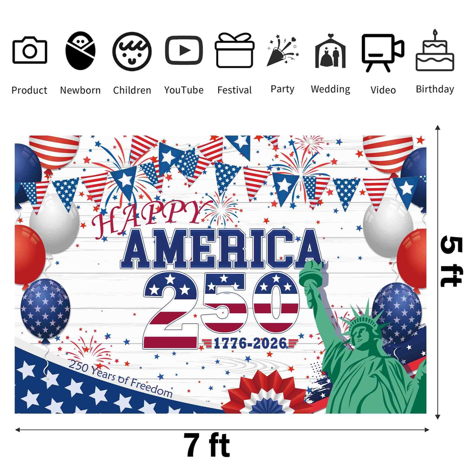IRCOR America 250 Backdrop America 250 Decorations 4th of July 250th Annivers…