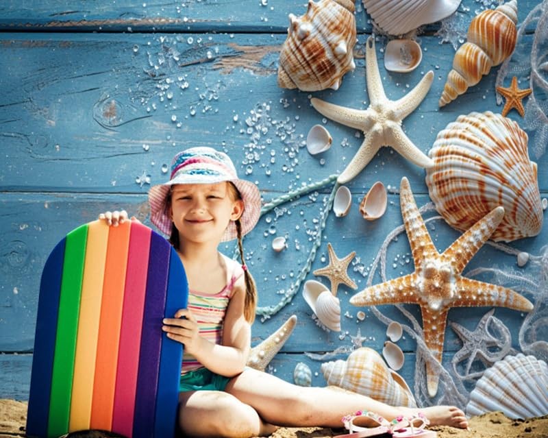 12x8ft Summer Nautical Backdrops for Photography Rustic Blue Wood Ocean Seash…