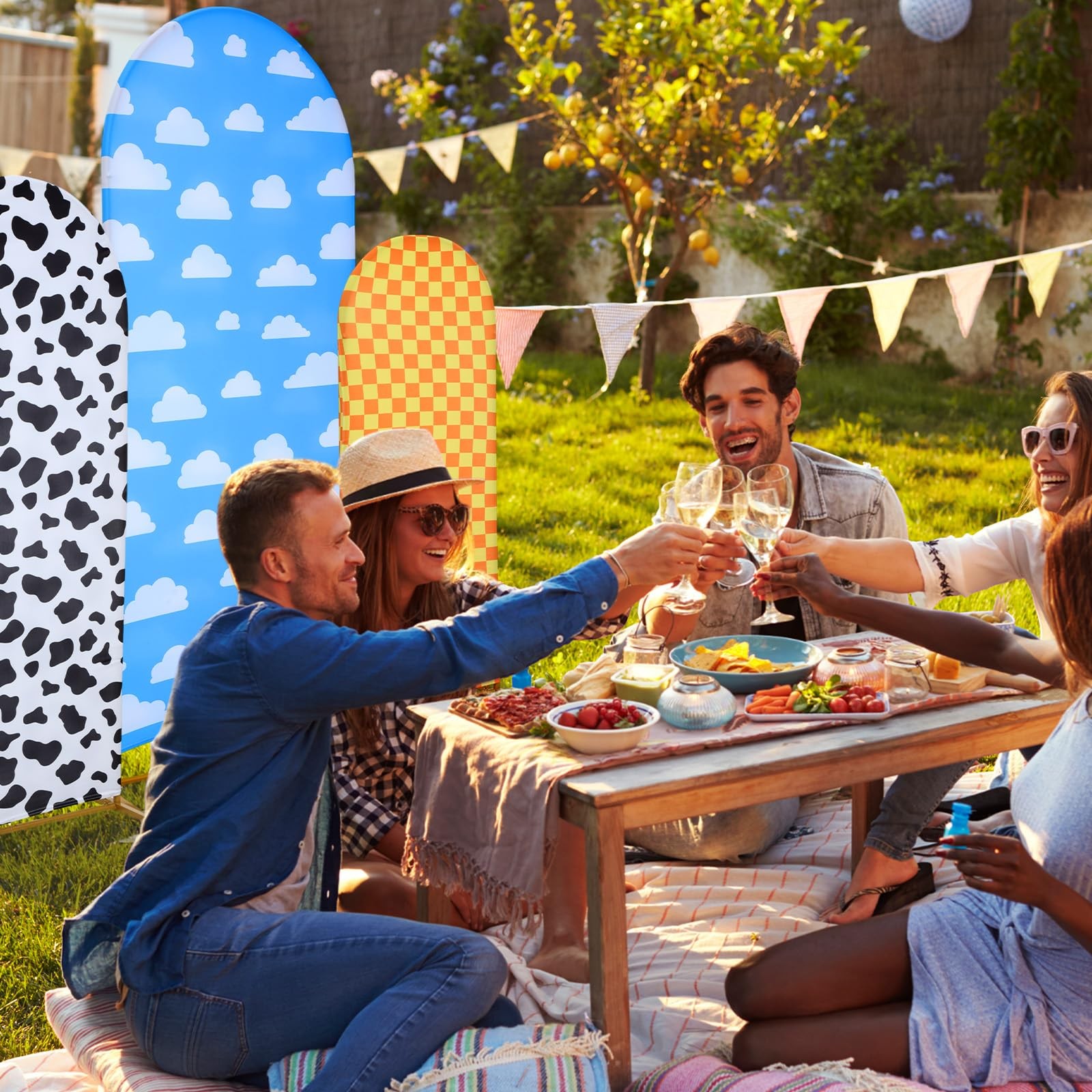 3 Pcs Cartoon Arch Backdrop Cover Set 6Ft, 6.6Ft, 7.2Ft Cartoon Birthday Part…