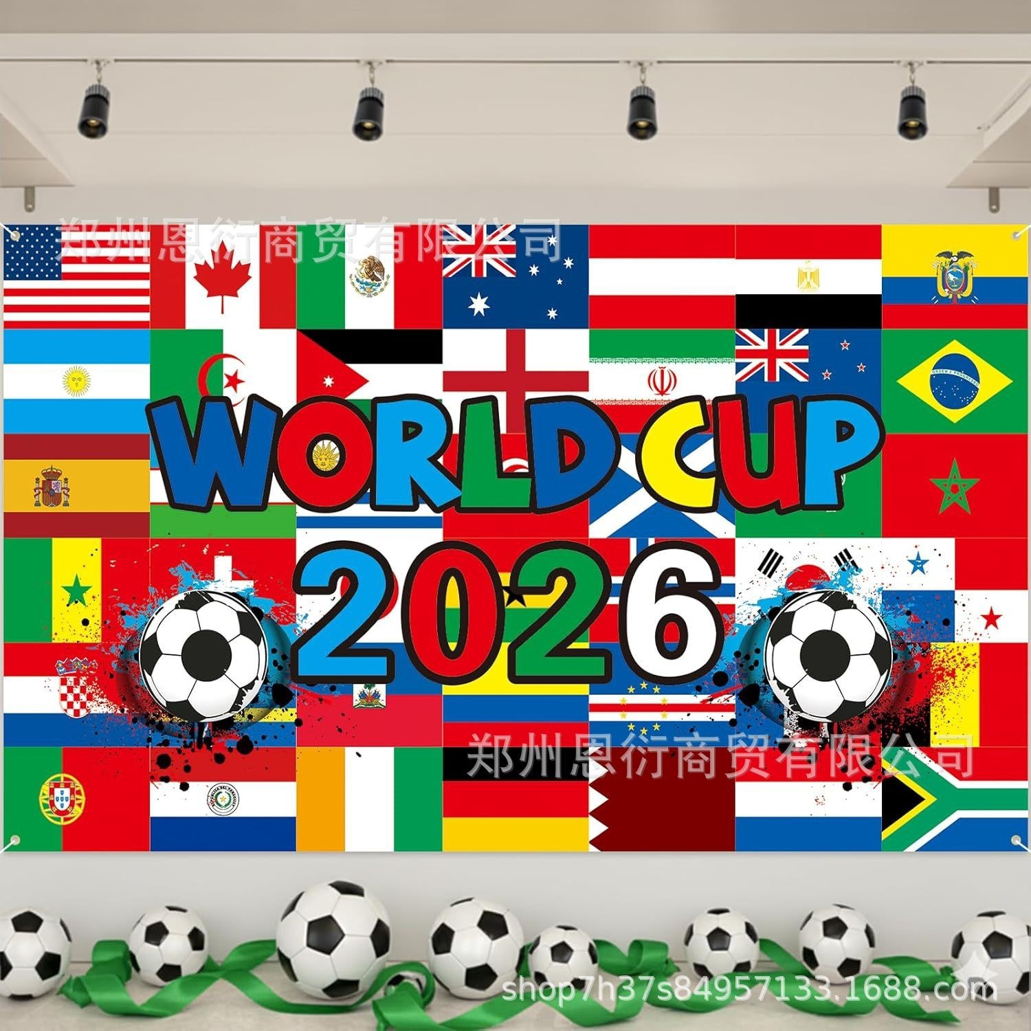 2026 FIFA World Cup Sports Background Cloth Banner Football Match Party Decorate