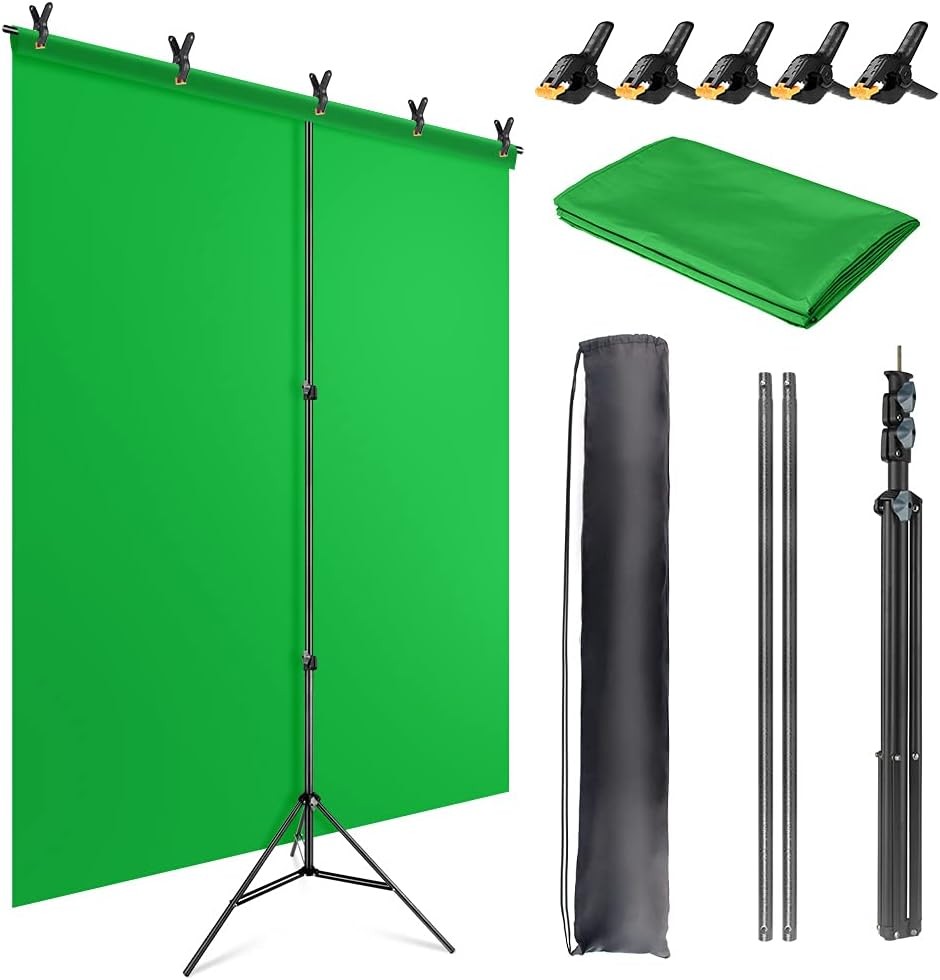 Green Screen Backdrop Kit with Stand, 5X6.5ft Portable 5 x 6.5 Ft,
