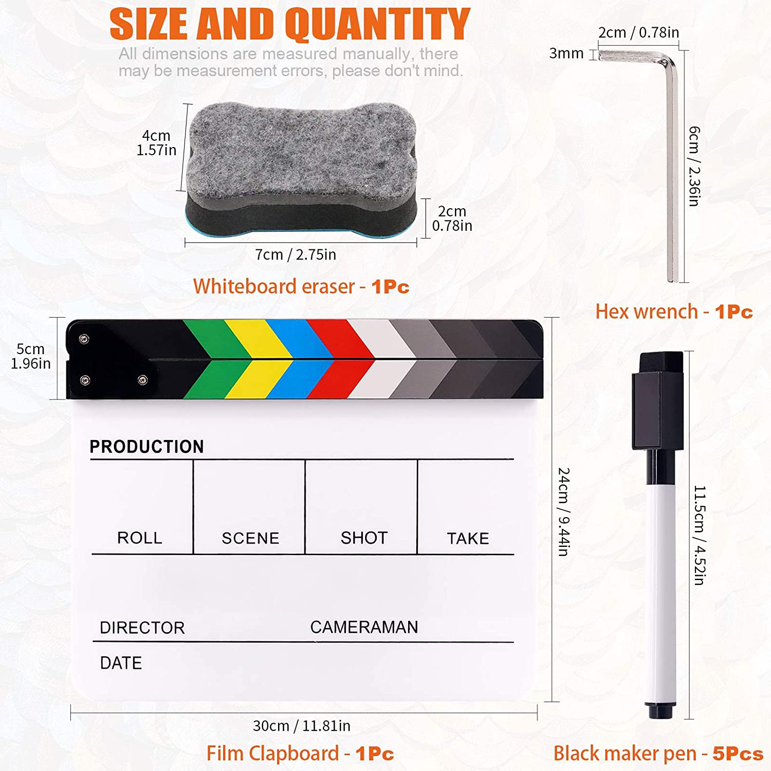 Movie Film Clap Board, Acrylic 10″X12″ Acrylic Dry Erase Director Clapboard, Pro