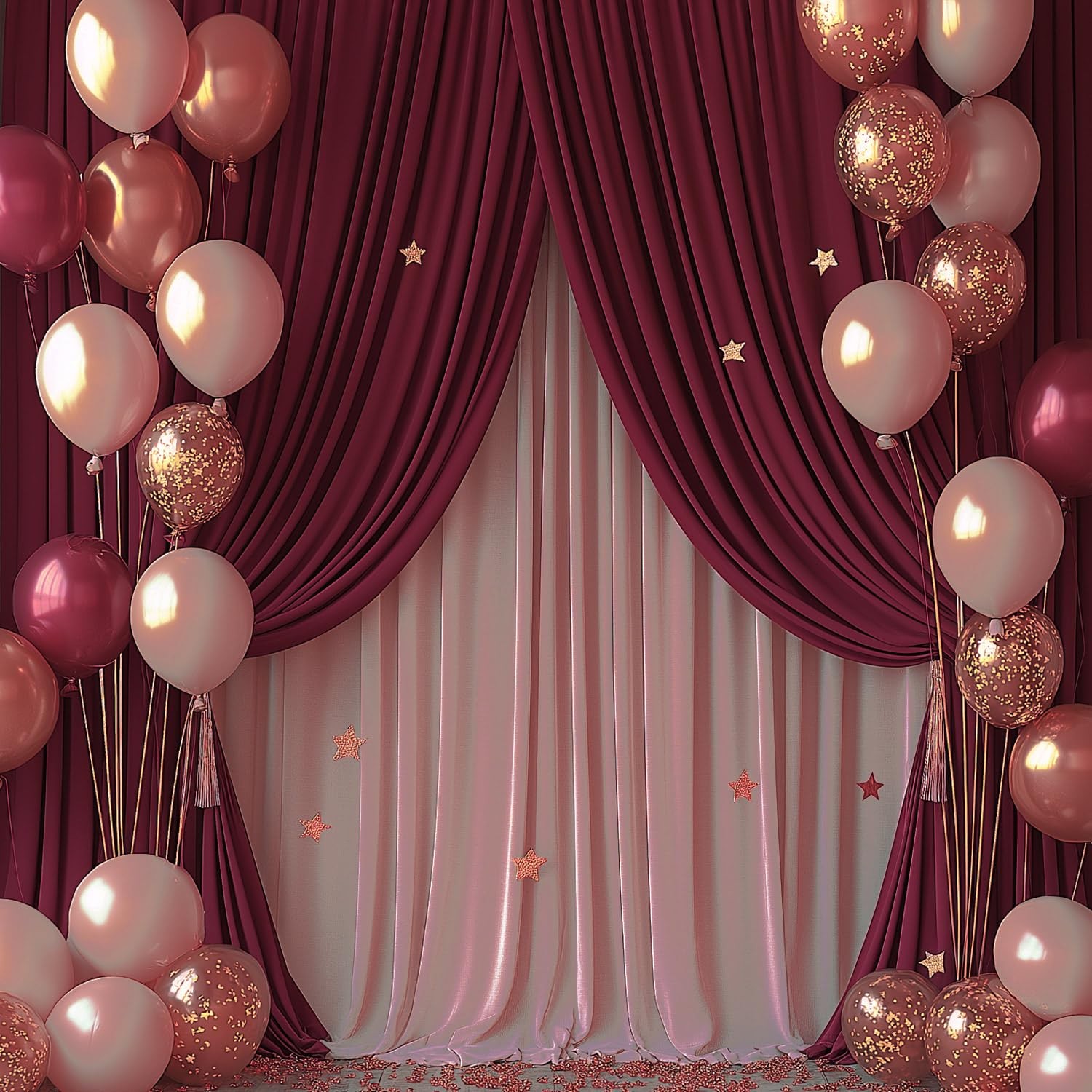 2 Panels Burgundy Backdrop Curtain for Parties Soft Drapes 5x10ft Wrinkle Free