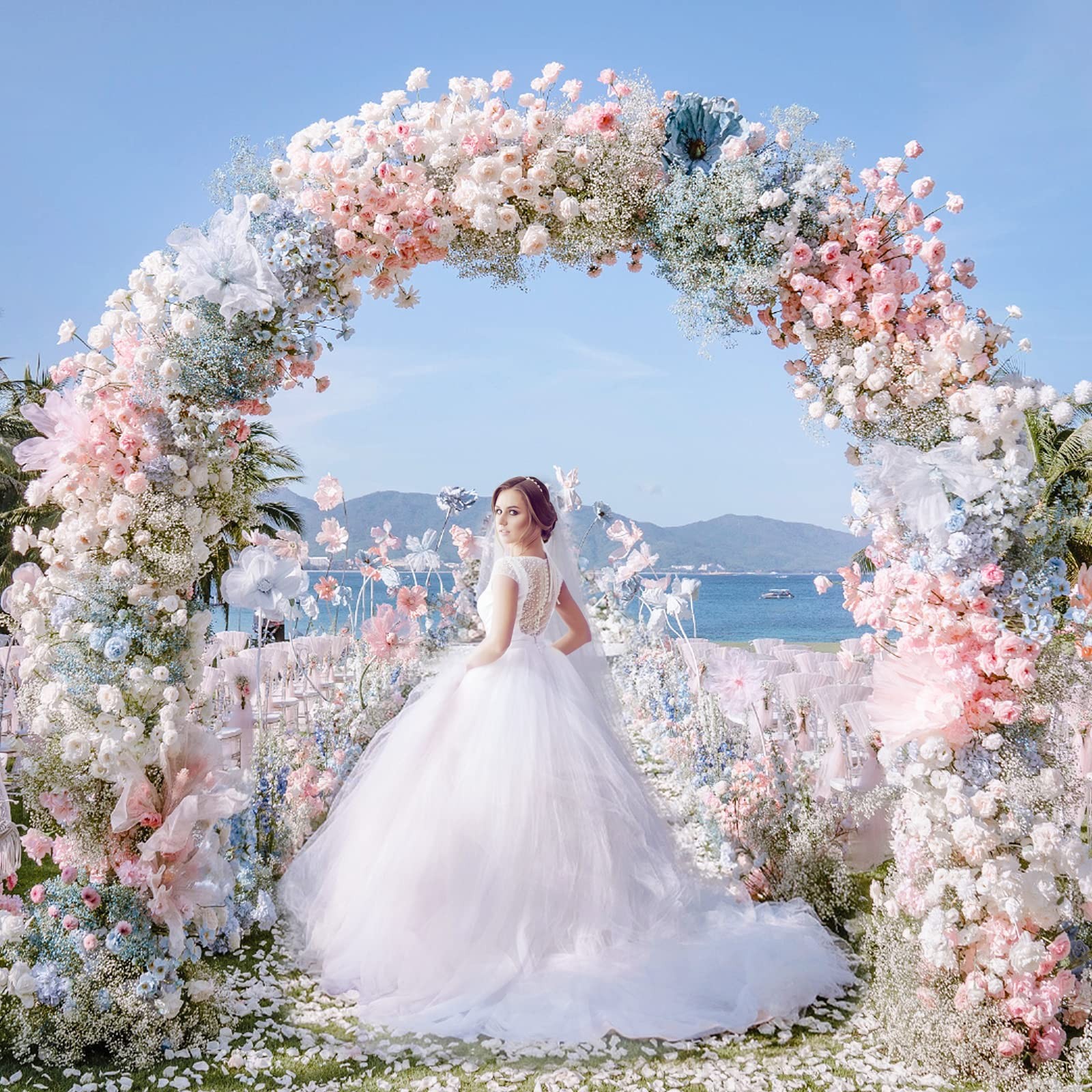 9.2FT Gold Round Backdrop Stand Metal Circle Balloon Arch Frame Wedding Arch …