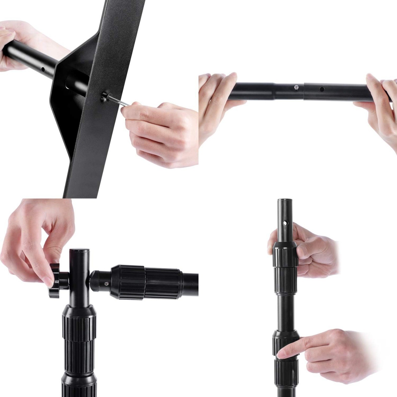 8 x 8 FT Portable Backdrop Stand Photography Banner Background Adjustable Black