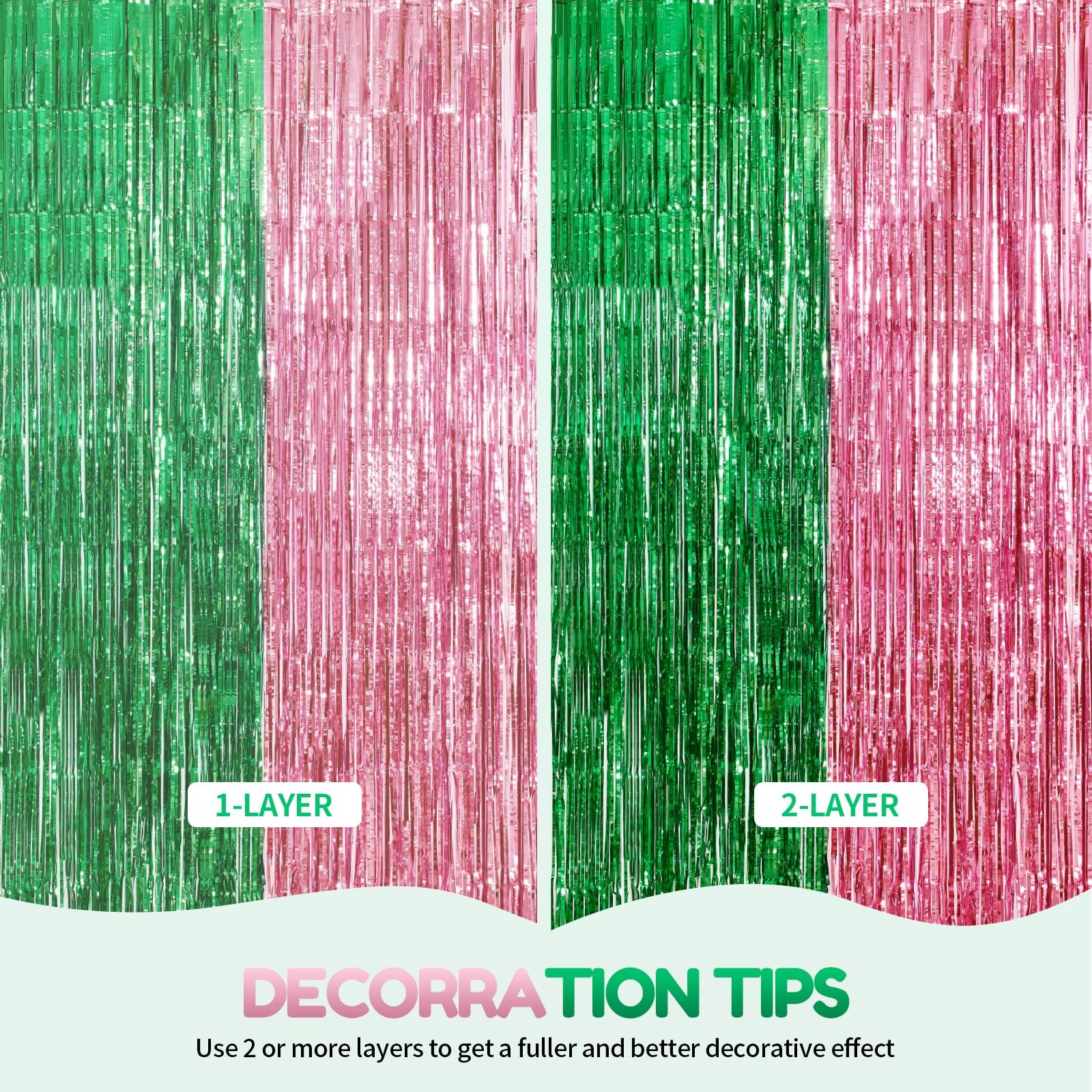Vagilelf 2 Pack Pink and Green Party 3.3ft x 6.6ft, pink green