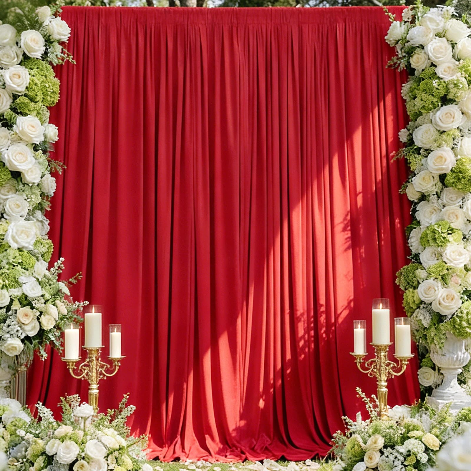 5x7ft Red Backdrop Curtains Polyester Wrinkle Free Drapes Party Wedding 2 Panels