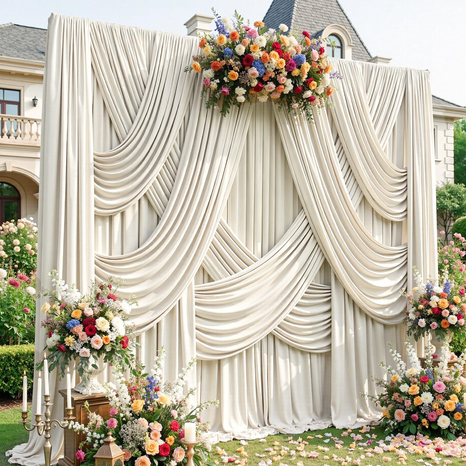 20ftx12ft Beige Backdrop Curtains for Parties, Free Polyester Beige Photo Bac…