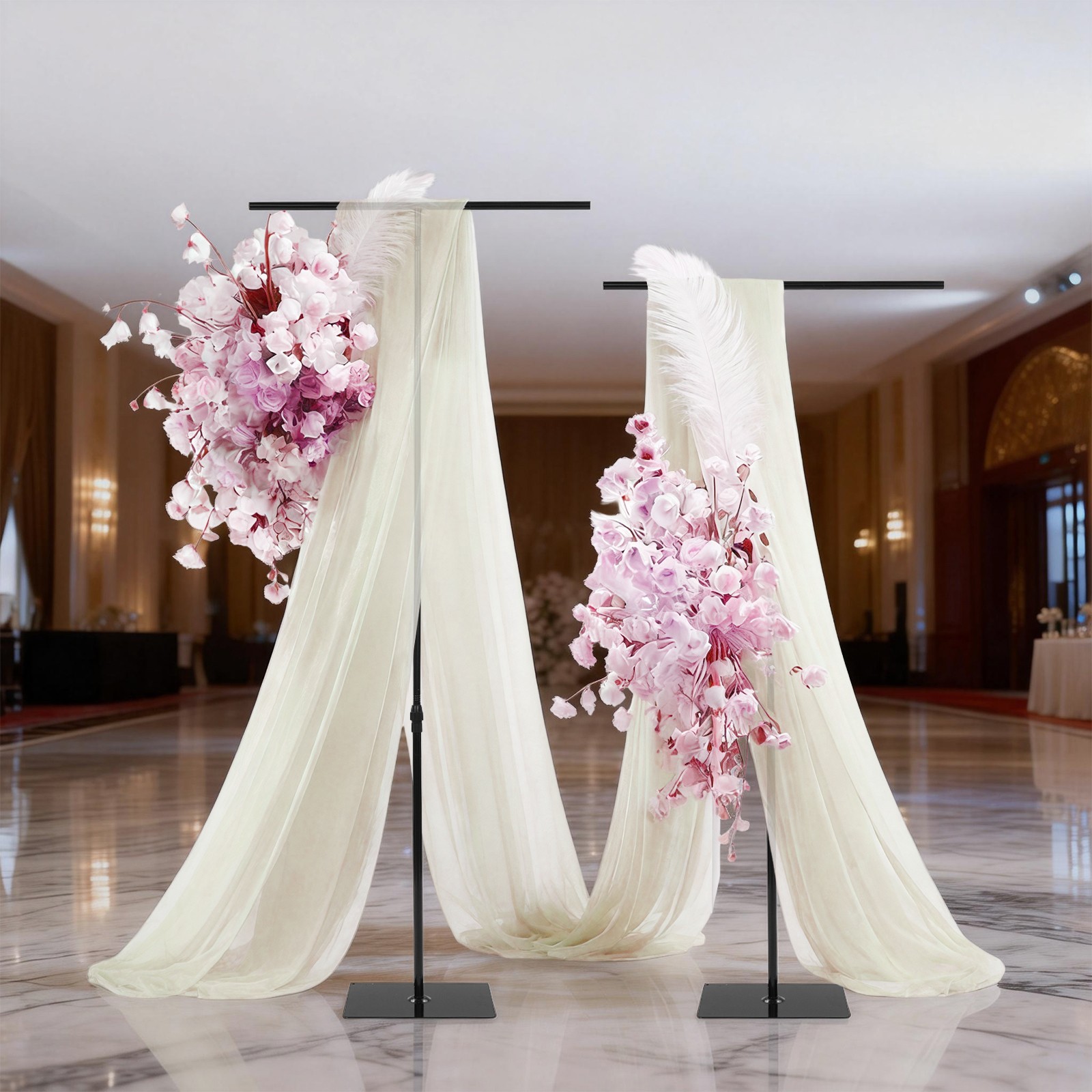 2 PCS Wedding Backdrop Stands Adjustable Height 80-240cm Backdrop Stands Black