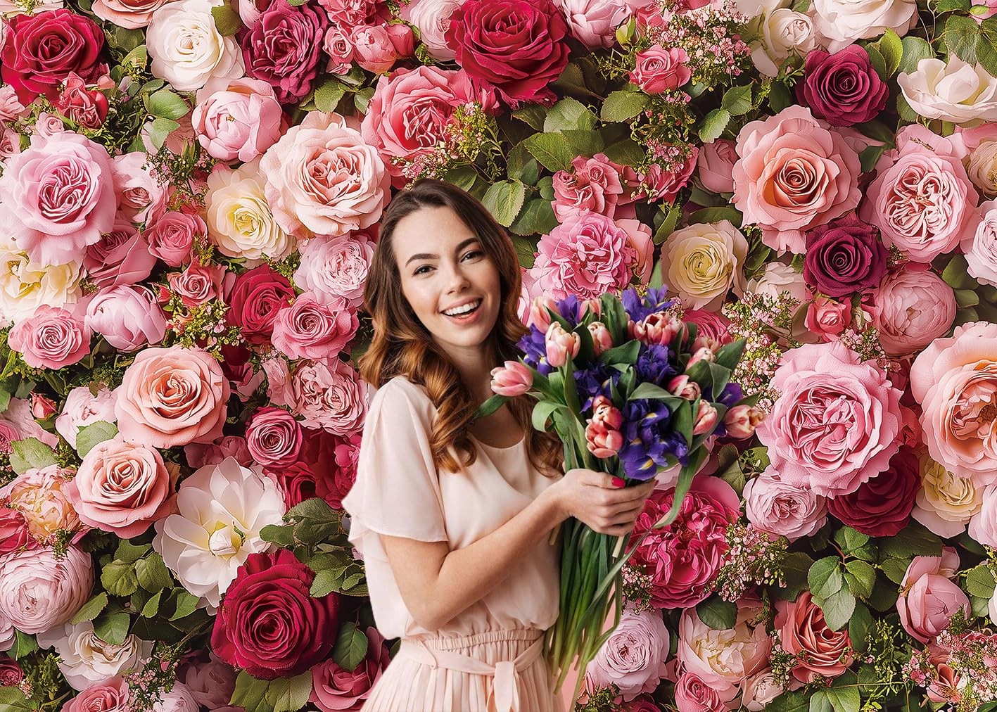 7x5ft 210x150cm Floral Photo Backdrop Pink Flower Blossom Mothers Day
