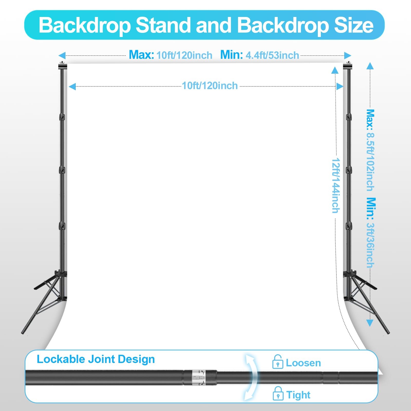 8.5 x 10ft Background System,Professional photo backdrop stand kit with 10 x …