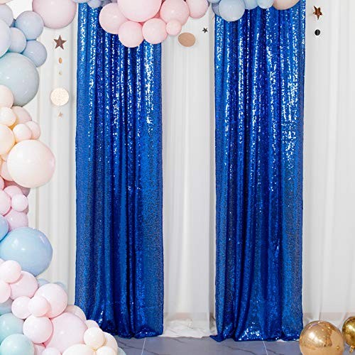 Sequin Curtains 2 Panels Blue 2FTx8FT Sequin Photo Backdrop 2FTx8FTx2 Royal