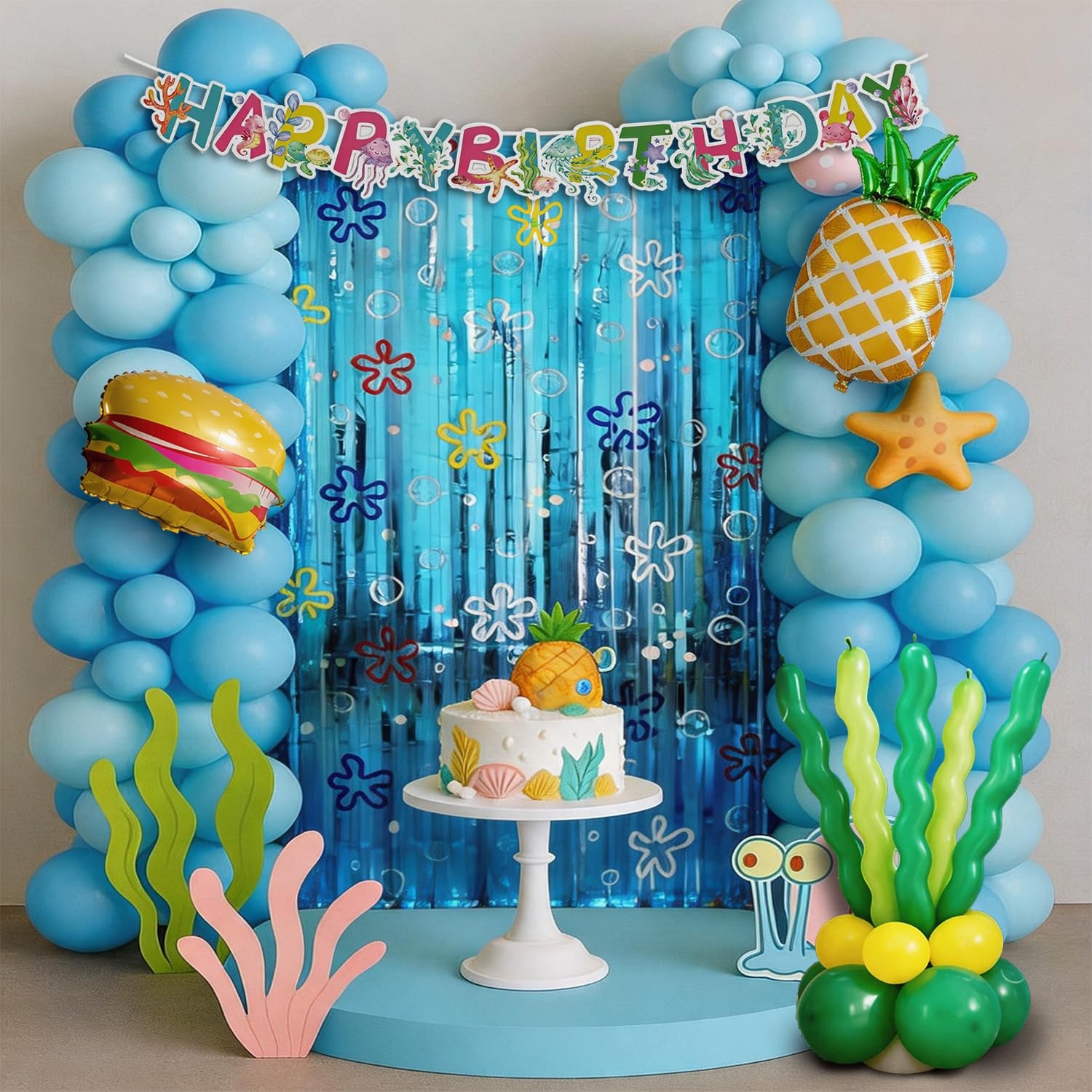 Ocean Themed Party Decorations, 2 Pack Cartoon Sponge Birthday Photo Booth Pr…