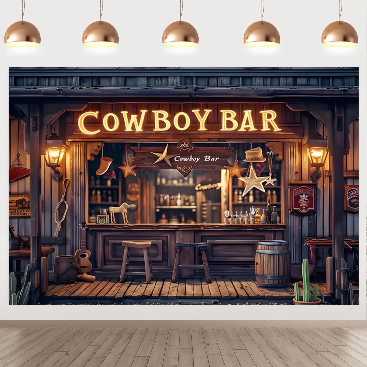 Western Backdrop 7x5ft Cowboy Themed Party Decorations Wild West Banner Saloo…