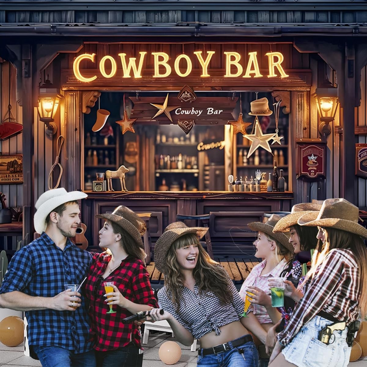 Western Backdrop 7x5ft Cowboy Themed Party Decorations Wild West Banner Saloo…