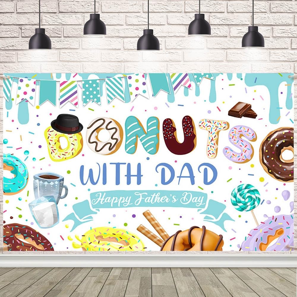 7x5ft Happy Father’s Day Photography Backdrop Donuts with Dad Sprinkle Father’s