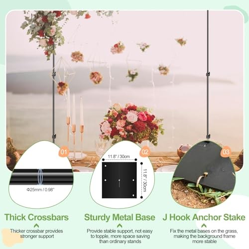 Heavy Duty Backdrop Stand Adjustable Photo Background Stand Support 10x10ft