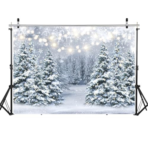 Winter Snow Scenery Backdrop Glitter Winter Forest Photography Backdrop 7X5ft