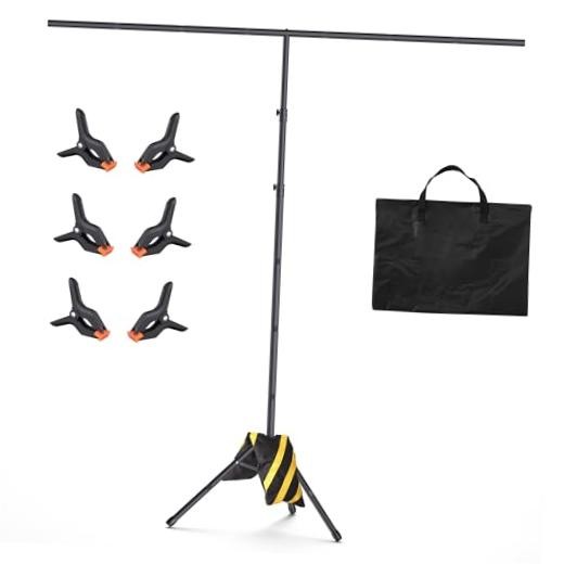T-Shape Backdrop Stand 8×7.2FT, Height and Width Adjustable Background 8×7.2ft