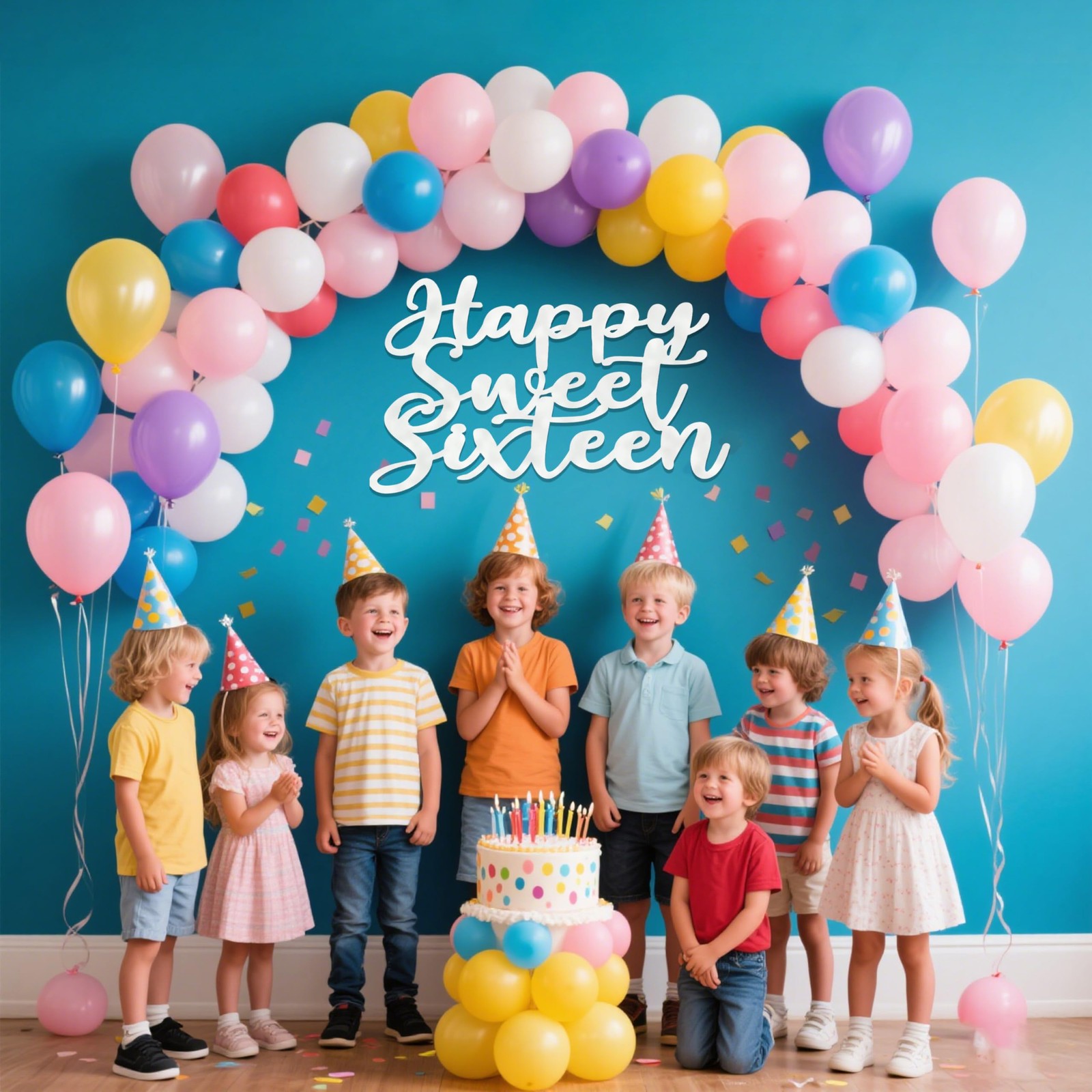 Happy Sweet Sixteen Felt Banner Sign for 16th Birthday Party Backdrop Decor