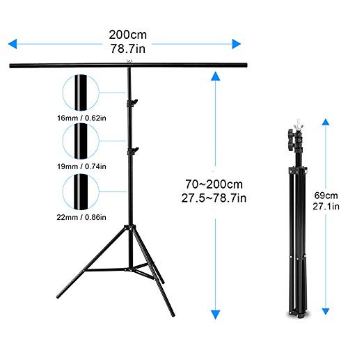 T-Shape Backdrop Stand 6.56ft x 6.56ft / 2M x2M 6.56 ft x 6.56 ft with bag