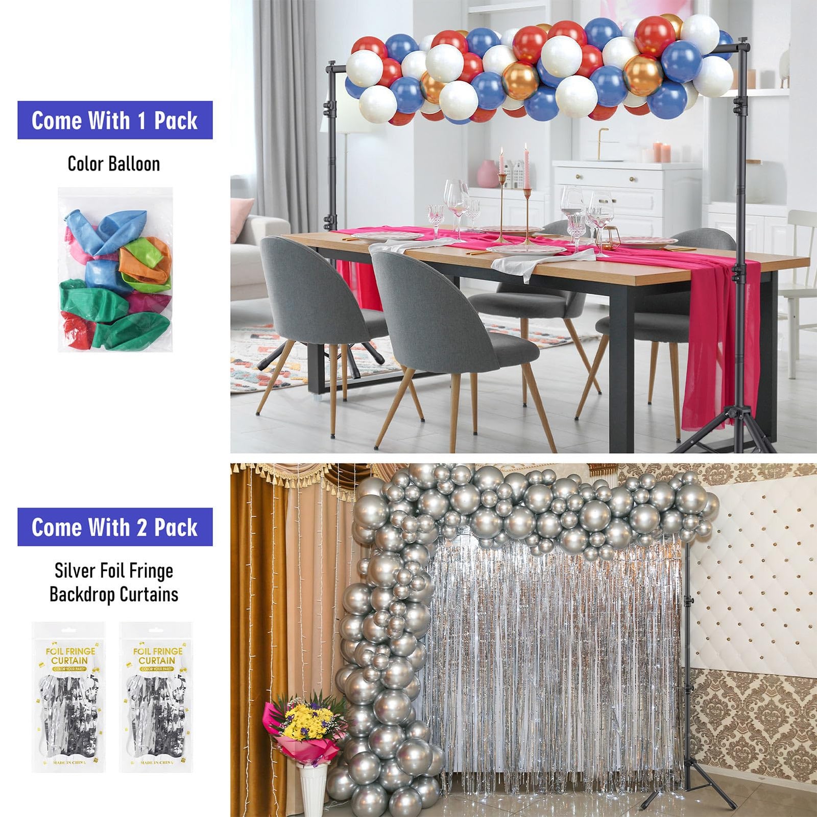 Backdrop Stand Kit 6 Widths, 10×7.5ft Adjustable Background Stand for Parties