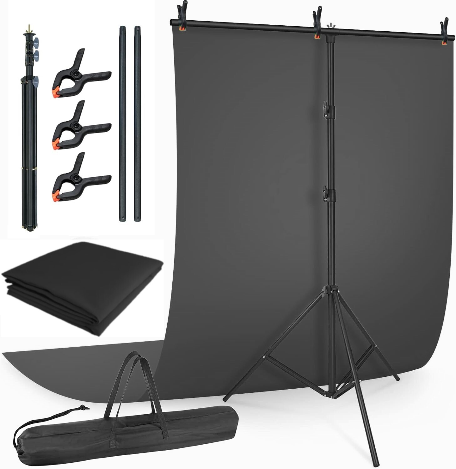 LINCO Photo T-Shape Backdrop Stand Background Backdrops Support Kit – AM207Black
