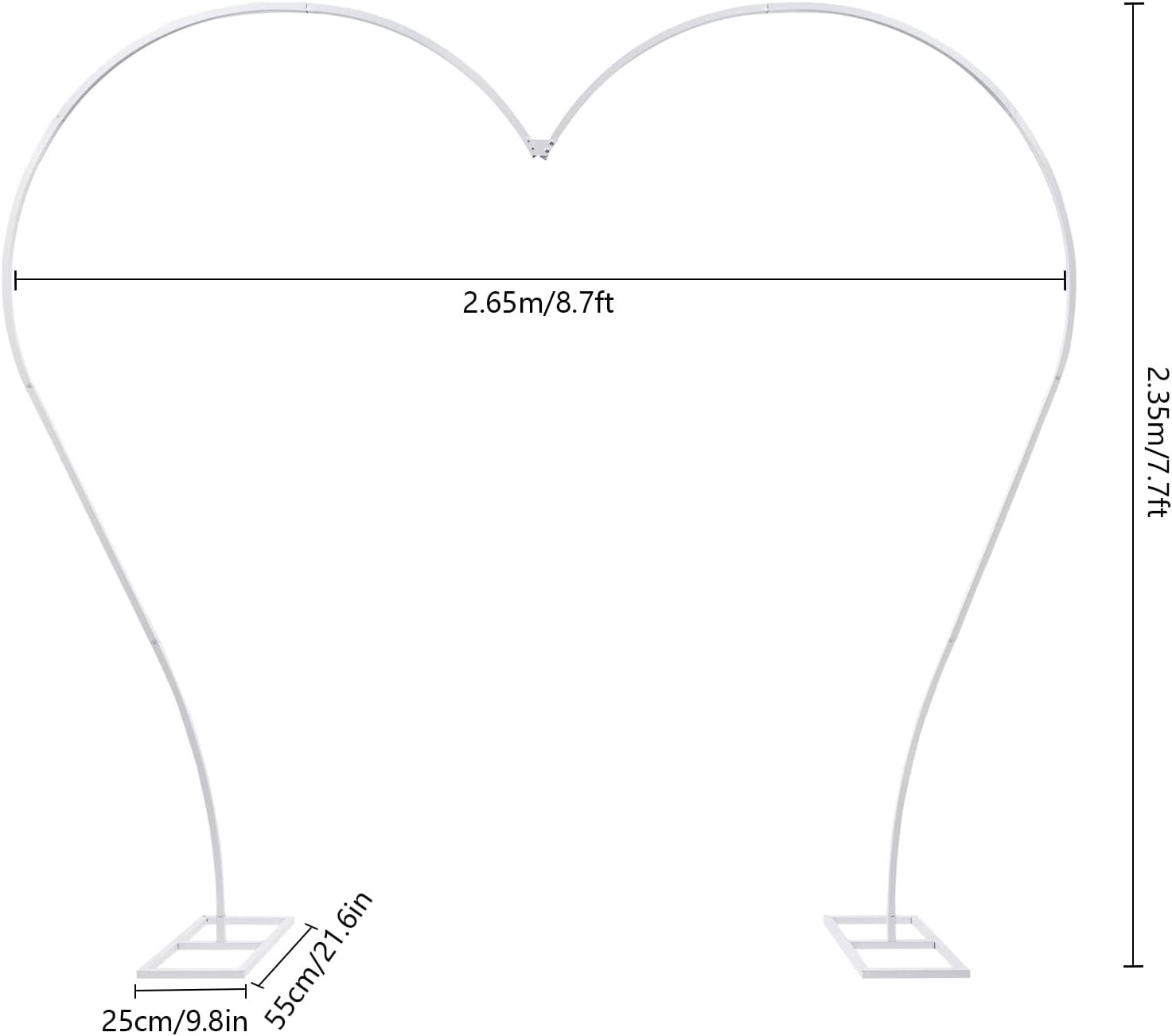 Heart-Shape Floral Wedding Backdrop Arch Stand, 8.7ft L X 7.7ft H Metal Arch Bac