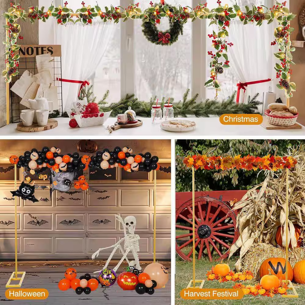 Adjustable Metal Backdrop Stand 8.2 Ft. Heavy Duty Wedding Arch Frame with Clamp