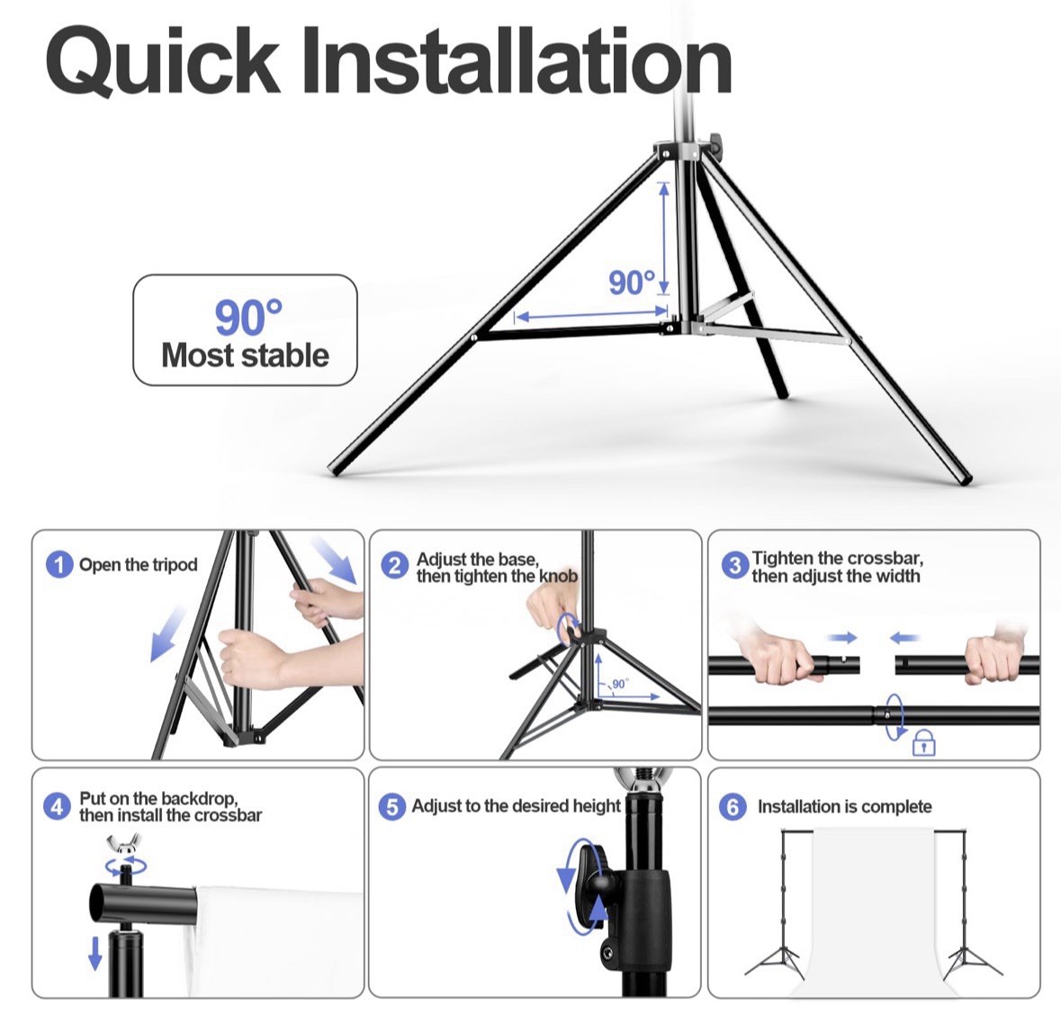 8.5x10ft Green Screen Backdrop Kit with 6x9ft Polyester Backdrop(Black/White/…