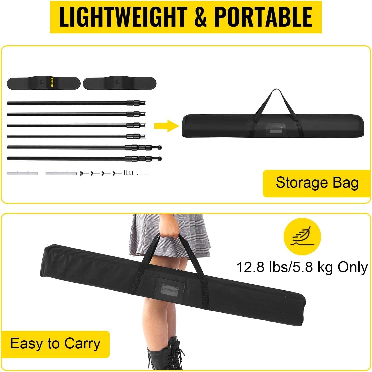 8×8 Ft Adjustable Backdrop Banner Stand with Carrying Bag