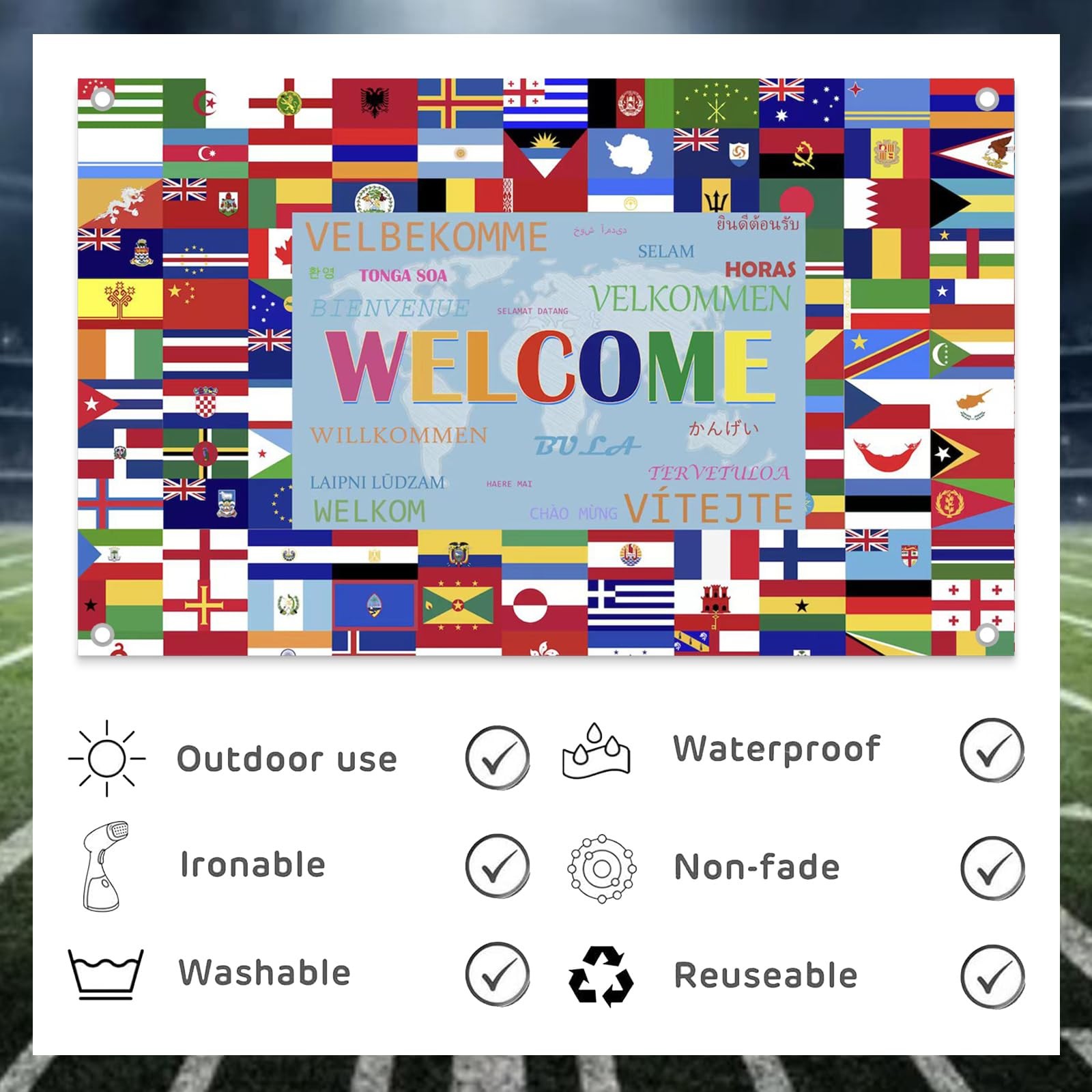 2026 World Cup Backdrop Banner Football Decor Background for Classroom, Office