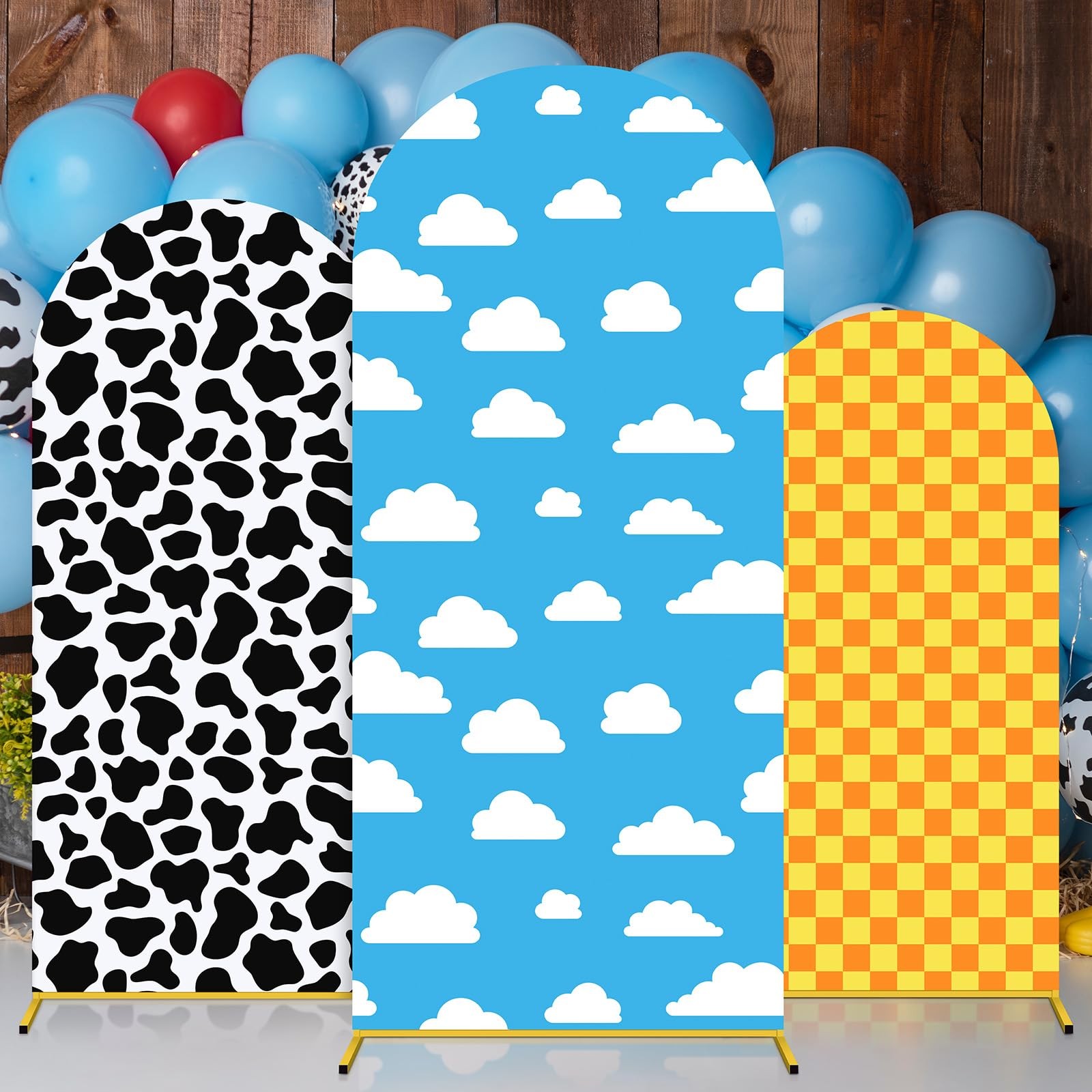 3 Pcs Cartoon Arch Backdrop Cover Set 6Ft, 6.6Ft, 7.2Ft Cartoon Birthday Part…