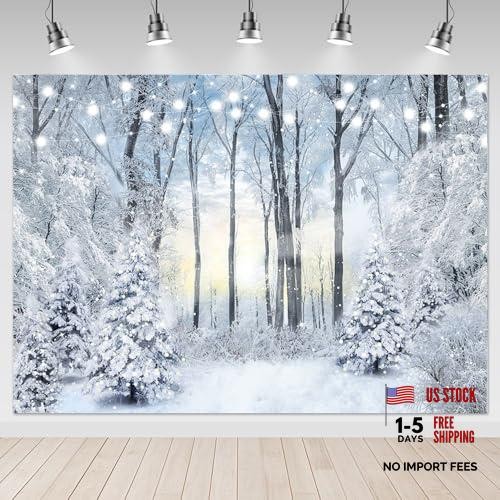 Snowy Forest Backdrop – Frozen Trees – Snowflake – Winter Wonderland – 8x6ft