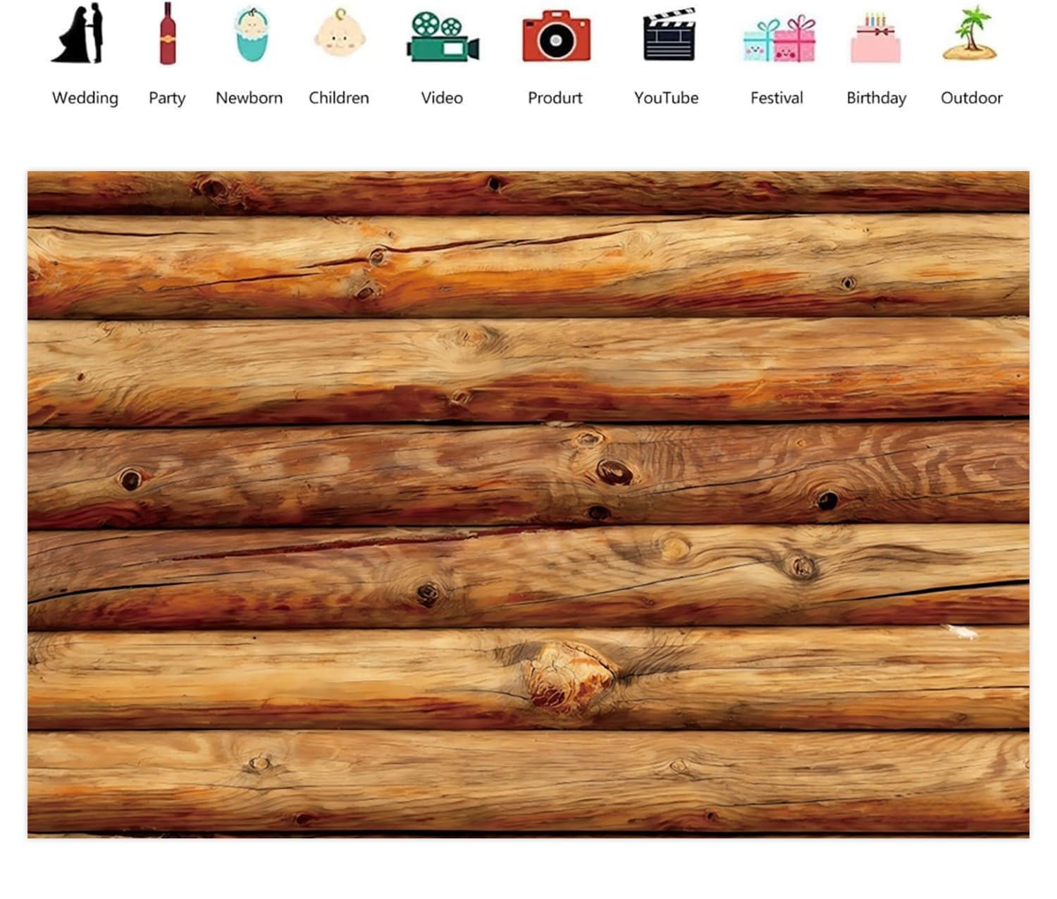 7x5ft Wooden Backdrop Brown Rustic Wood Photography Cabin Log Texture Party