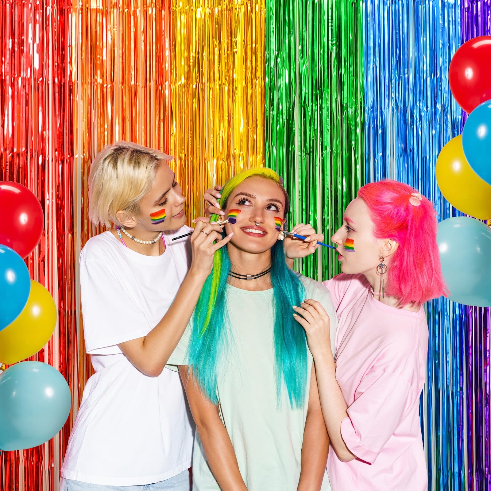 Rainbow Party Decorations, 2 Pack 3.3×6.6ft Pride Decorations, Cartoon Decor …
