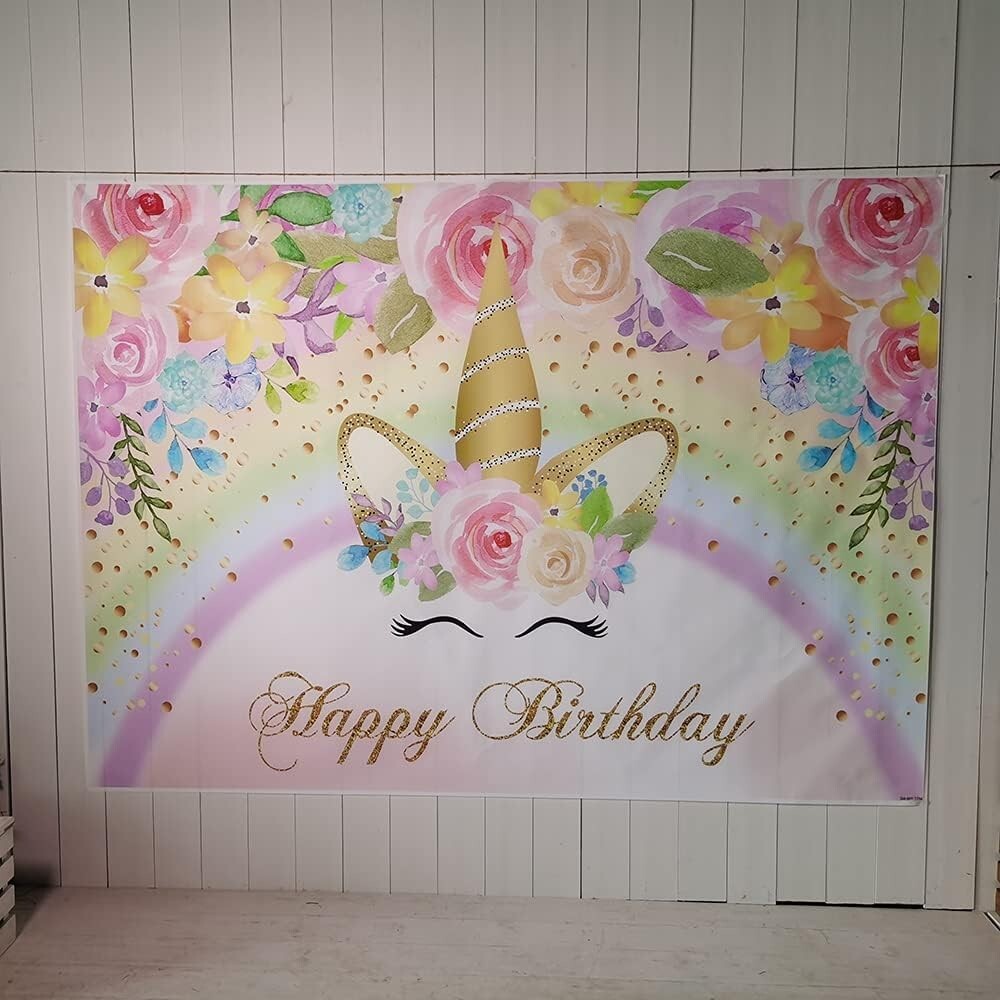 Photography Backdrop Girl Unicorn Birthday Party Banner Princess Sweet Pony Deco