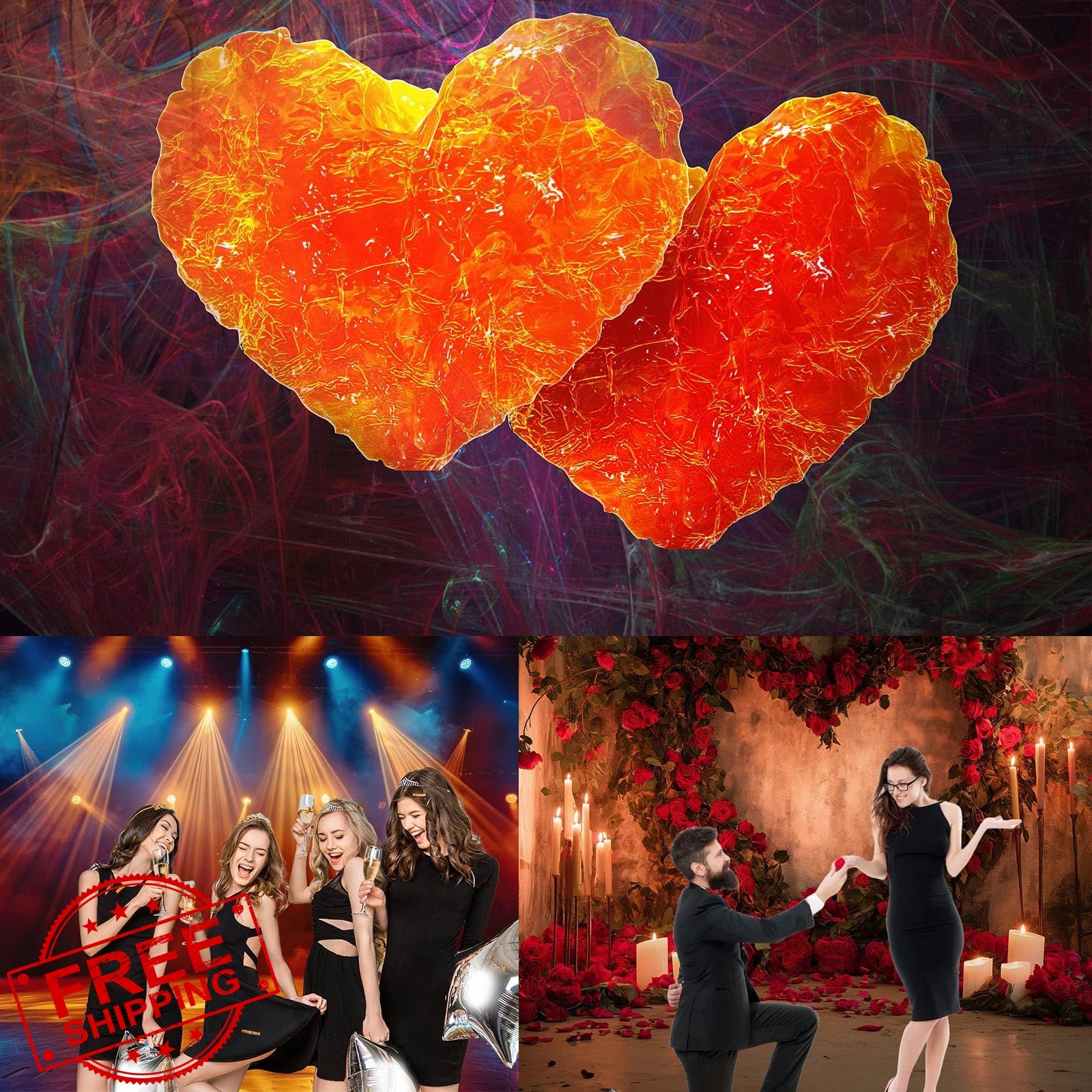 CaterRina Coral Orange Aquarium Backdrop 48x18in