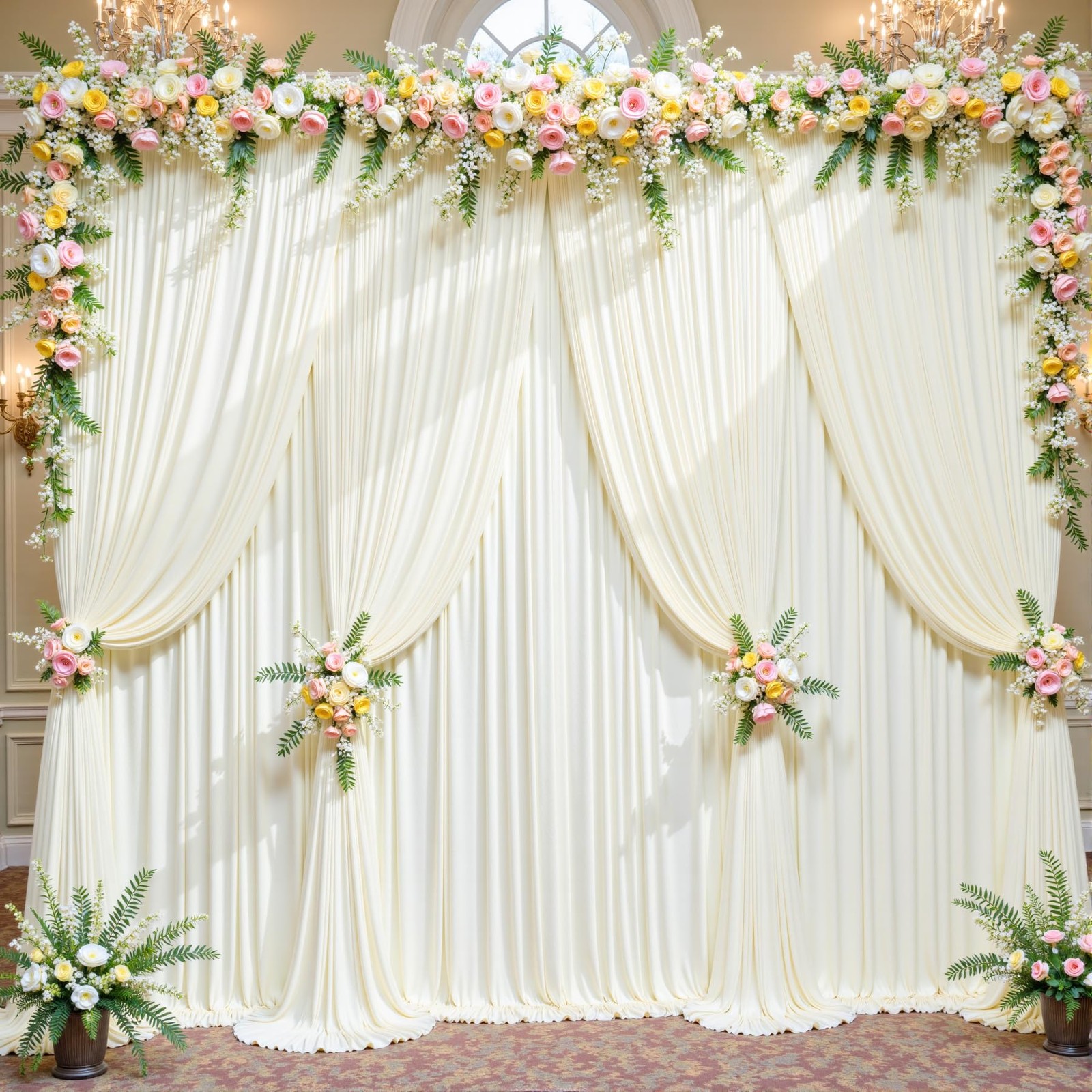 20ft x 10ft Free Ivory Wedding Backdrop Curtains for Party Bridal Shower Rece…