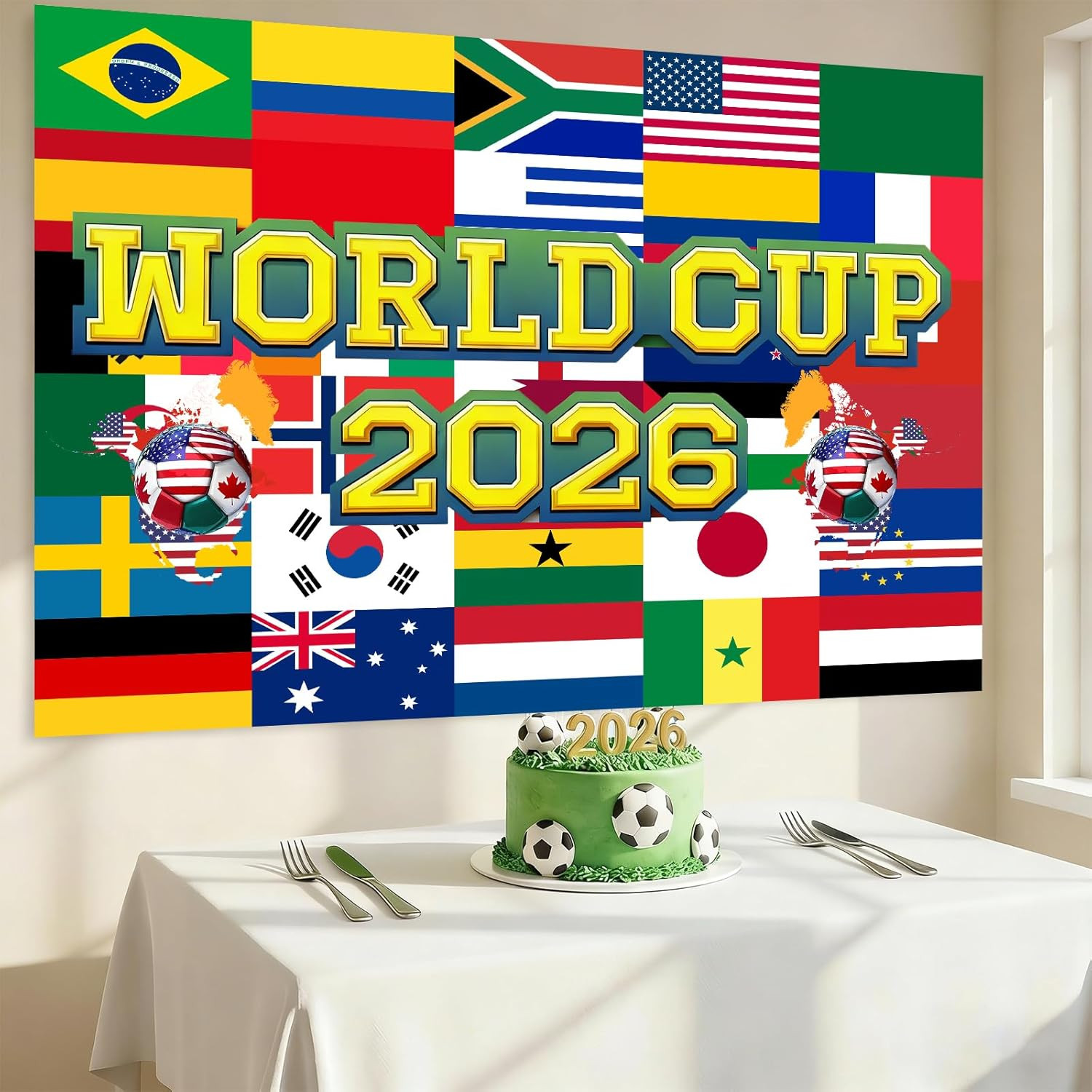 World Football Cup Tournament Backdrop 5x3ft 2026 World Soccer Sport Themed S…