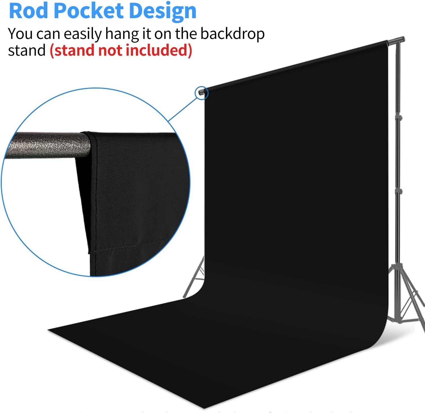Black Backdrop Curtain 5X6.5 Ft Black Photo Backdrop for Photoshoot Party Vi