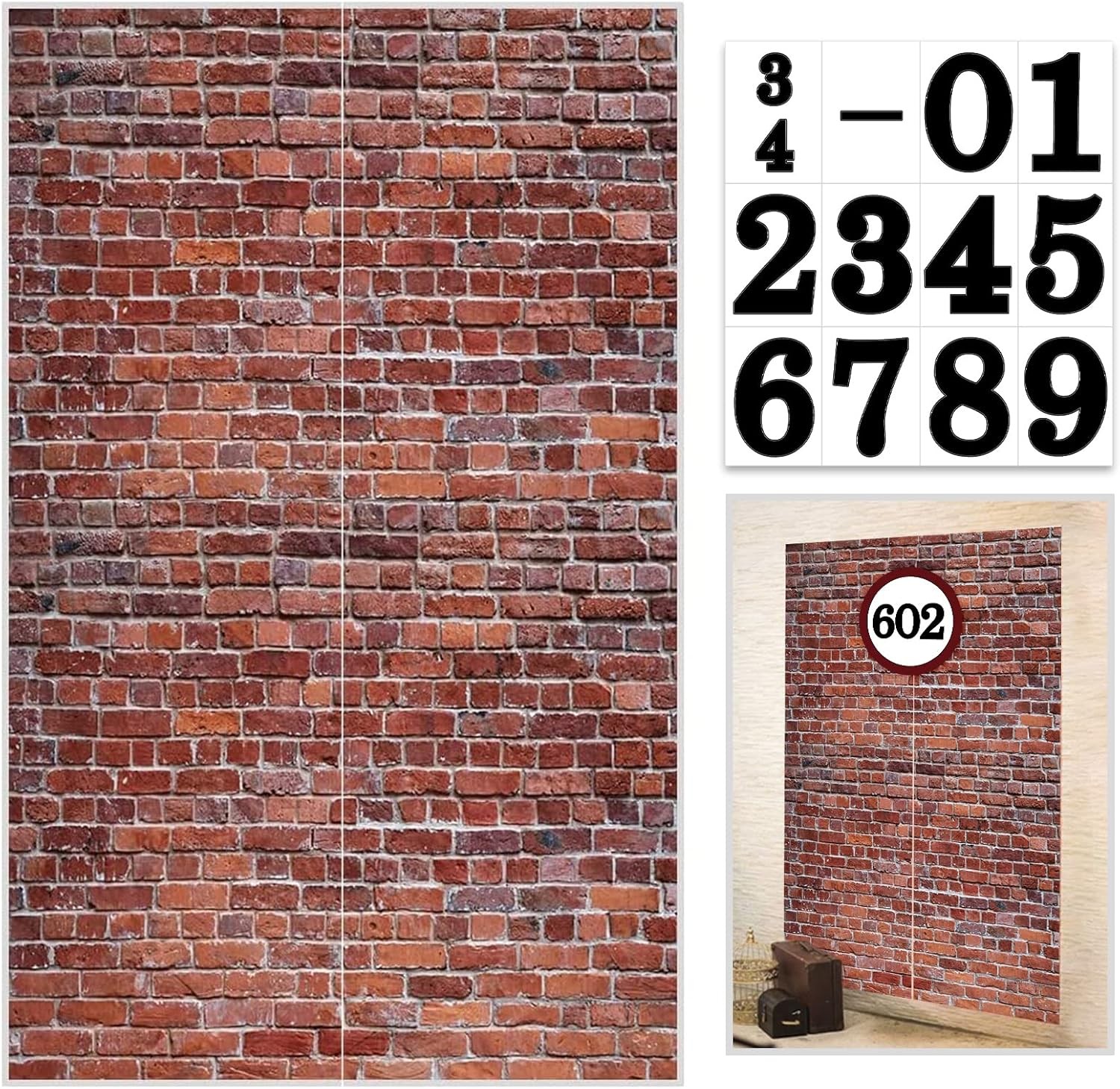 Brick Wall Party Backdrop, Decoration, 1 Count (Pack of 1), Old Red