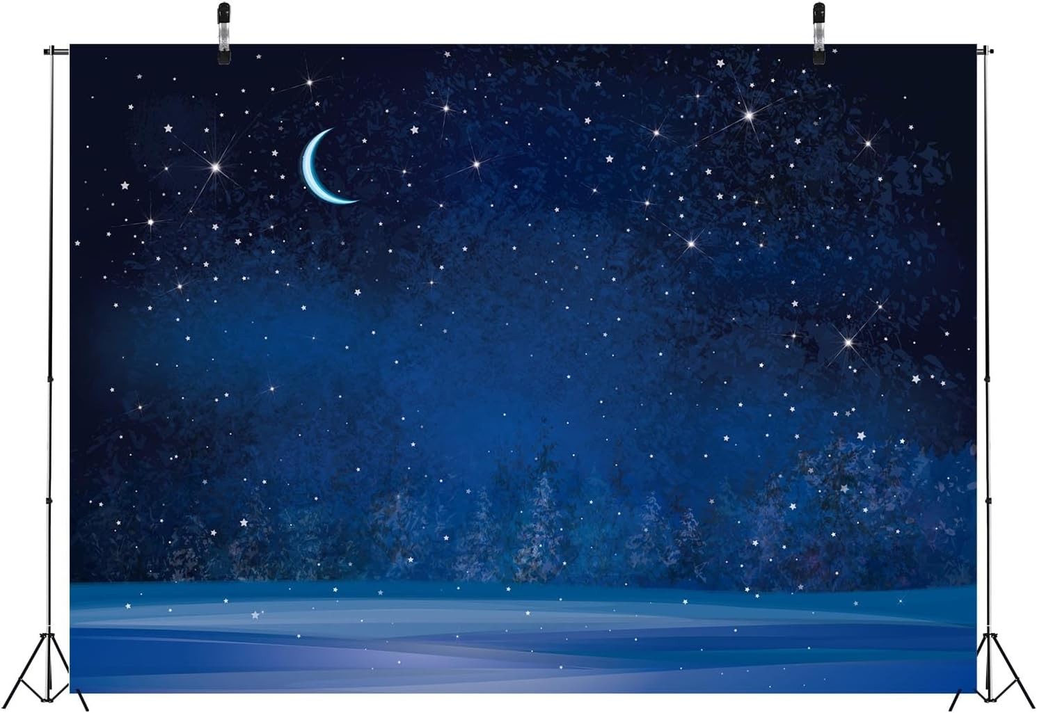 BELECO 7x5ft Fabric Winter Wonderland Night Snowfall Backdrop 7x5FT, A50026