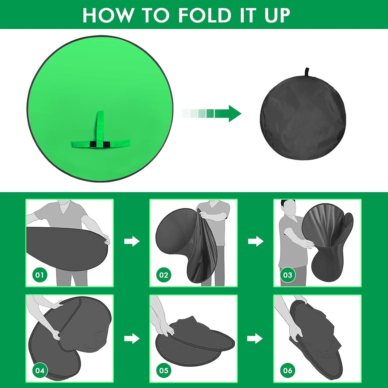 Portable Green Screen Chair, 57 in Greenscreen Backdrop with Stand Double Sided