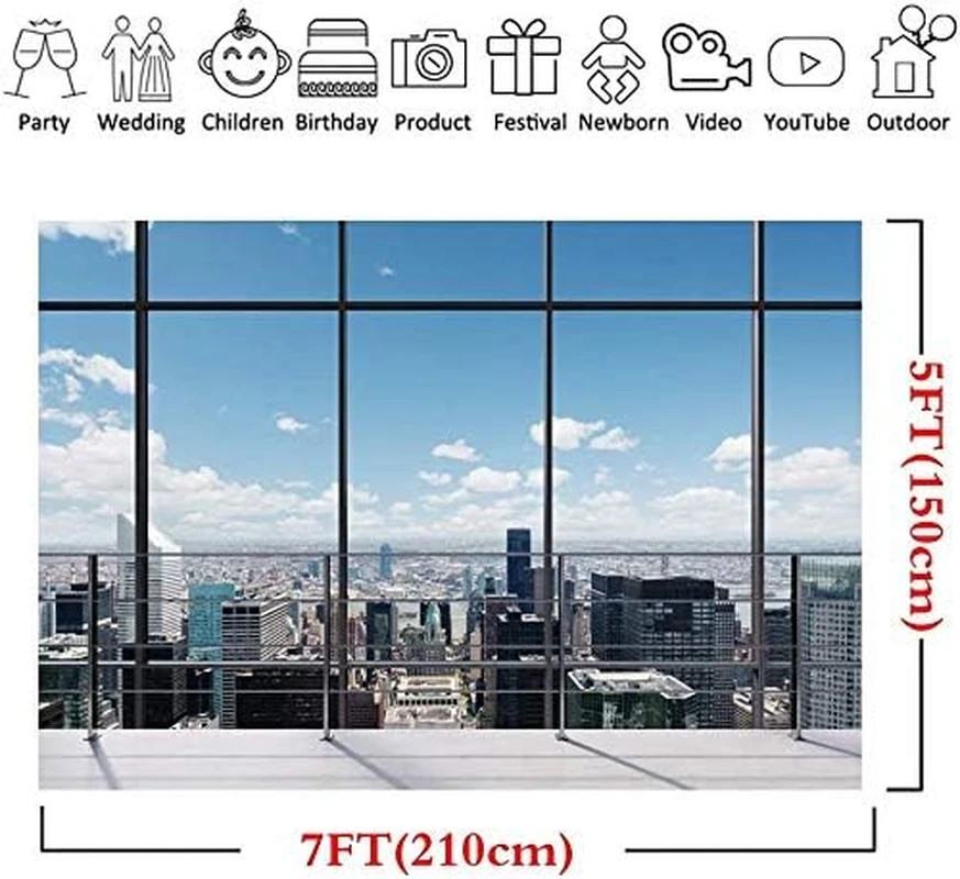 7X5Ft Office Room Backdrop City Vinyl Backdrops Business Street View Skys