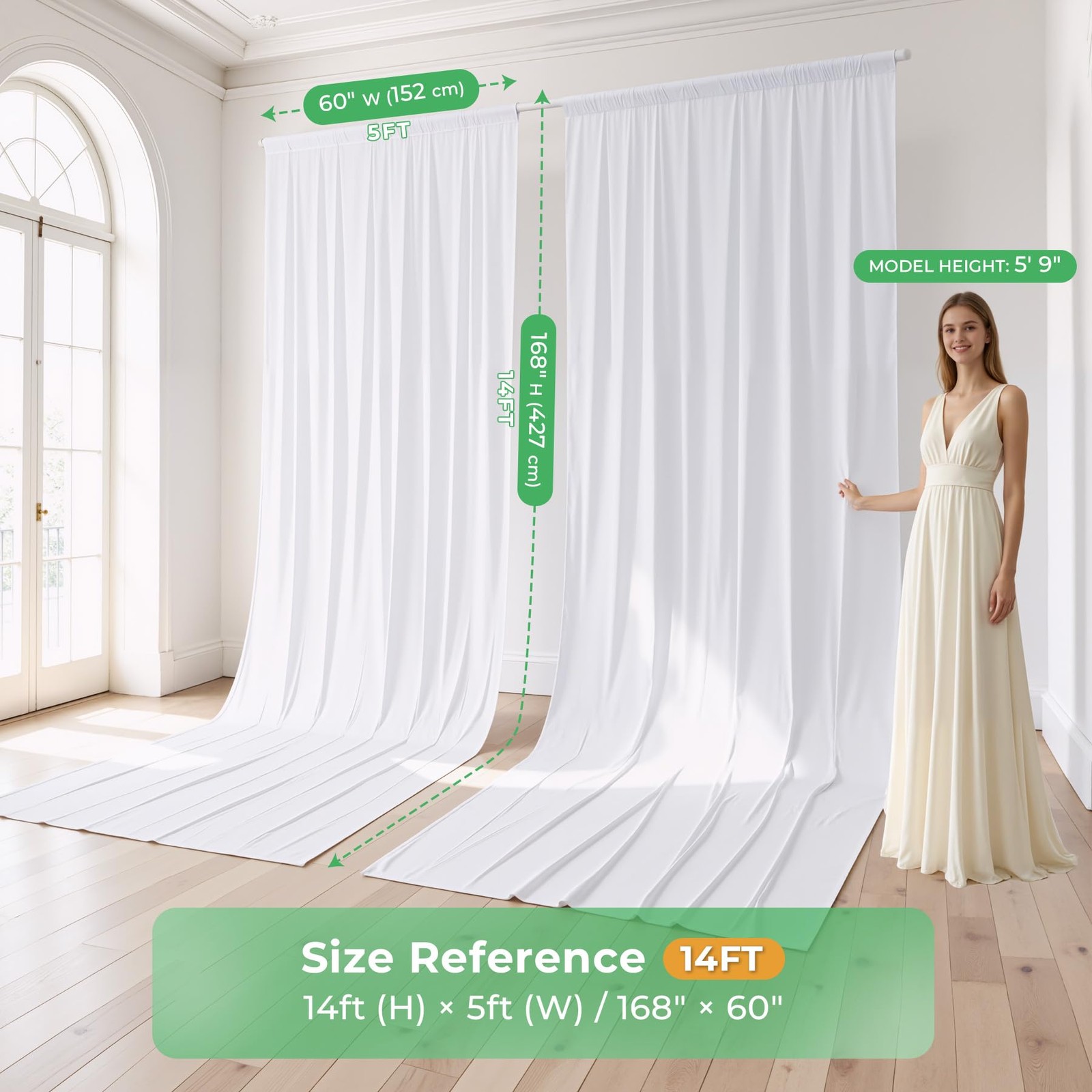 2 Panel Backdrop Curtain 10×14 FT White WrinkleFree Fabric Wedding Party